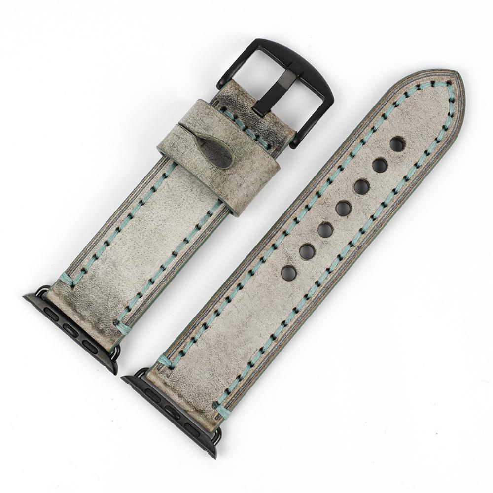 

Vintage Bridle Leather Strap 44mm 40mm 42mm 38mm Brown Blue Coffee Gray Red Green Watch Bracelet Watchband Accessories for 42mm and 44mm зелений