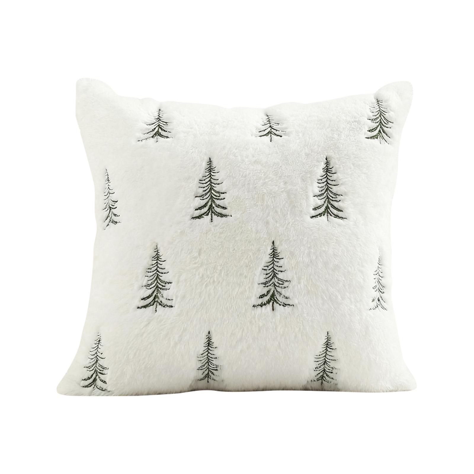

Christmas Pillowcase Plush Throw Pillow With Embroidered Christmas Tree 18x18 Inch Green Winter Sofa Cover For Holiday Sofa Bedroom Living Room One Size