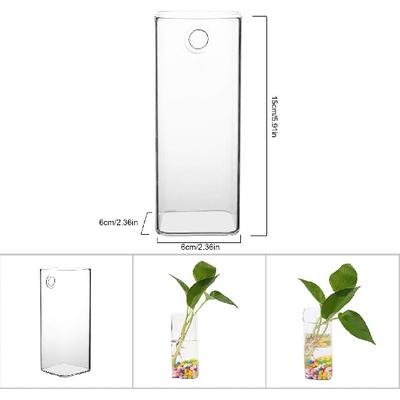 Hanging Glass Vase, Glass Vase for Plants and Flowers, Flower Planter Wall Hydroponic Aquarium Container Home Decor (Long Tube Shape)