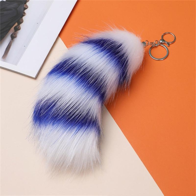 Plush Foxes Tail Keychain Soft And Cute Accessory Plush Keyring Decors For Bags Keys Or Home Decors 18cm Long