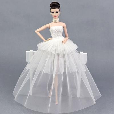 High Quality Pure White Party Dress For Barbie Doll Clothes Multi-layer Evening Gown Wedding Dresses Vestidoes Doll Accessories
