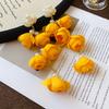 Yellow Fabric Flower Bud Dangle Earrings for Women Super Crystal Drop Earring Imitation Pearl Tassel Hanging Party Jewelry D