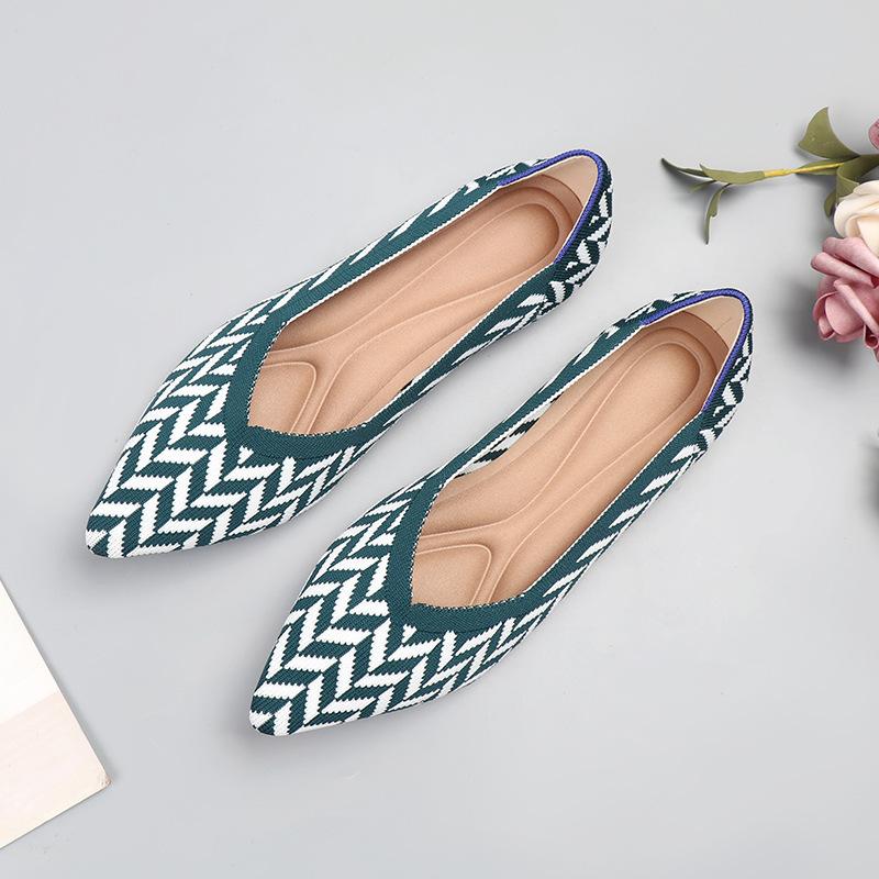 Spring and Autumn Flying Single Shoes Doudou 41 Flat Bottom 43 Large Size Women's Shoes Knitted Ladyshoes Pregnant Women