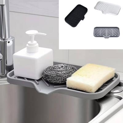 Silicone Faucet Mat Kitchen Sink Tray Soap Dispenser Sponge  Pad Sink SplashDrying Mat Countertop Storage Tray Soap Trays
