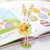 Easter Standing Bunny Doll Cute Fabric Rabbit Figurine with Artificial Flower for Spring Home Shelf Table Decor