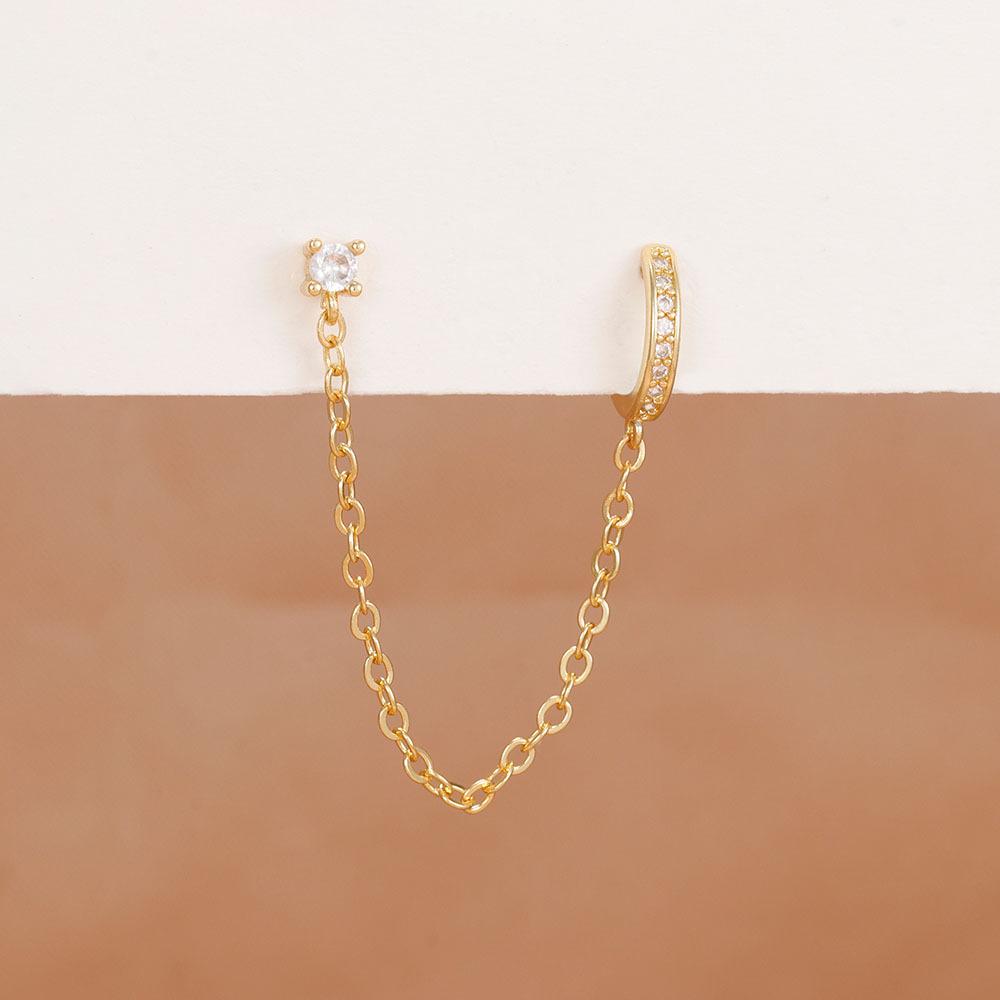 Trendige Kupfer-Ohrclips ohne Piercing mit Zirkonia-Quasten-Ohrsteckern – Leichter Luxus-Modeschmuck für Frauen