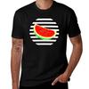 Watermelon, Summer Poster, Summer Sticker, Circle, Black Stripes T-Shirt Casual Minimalist Short Sleeve Top