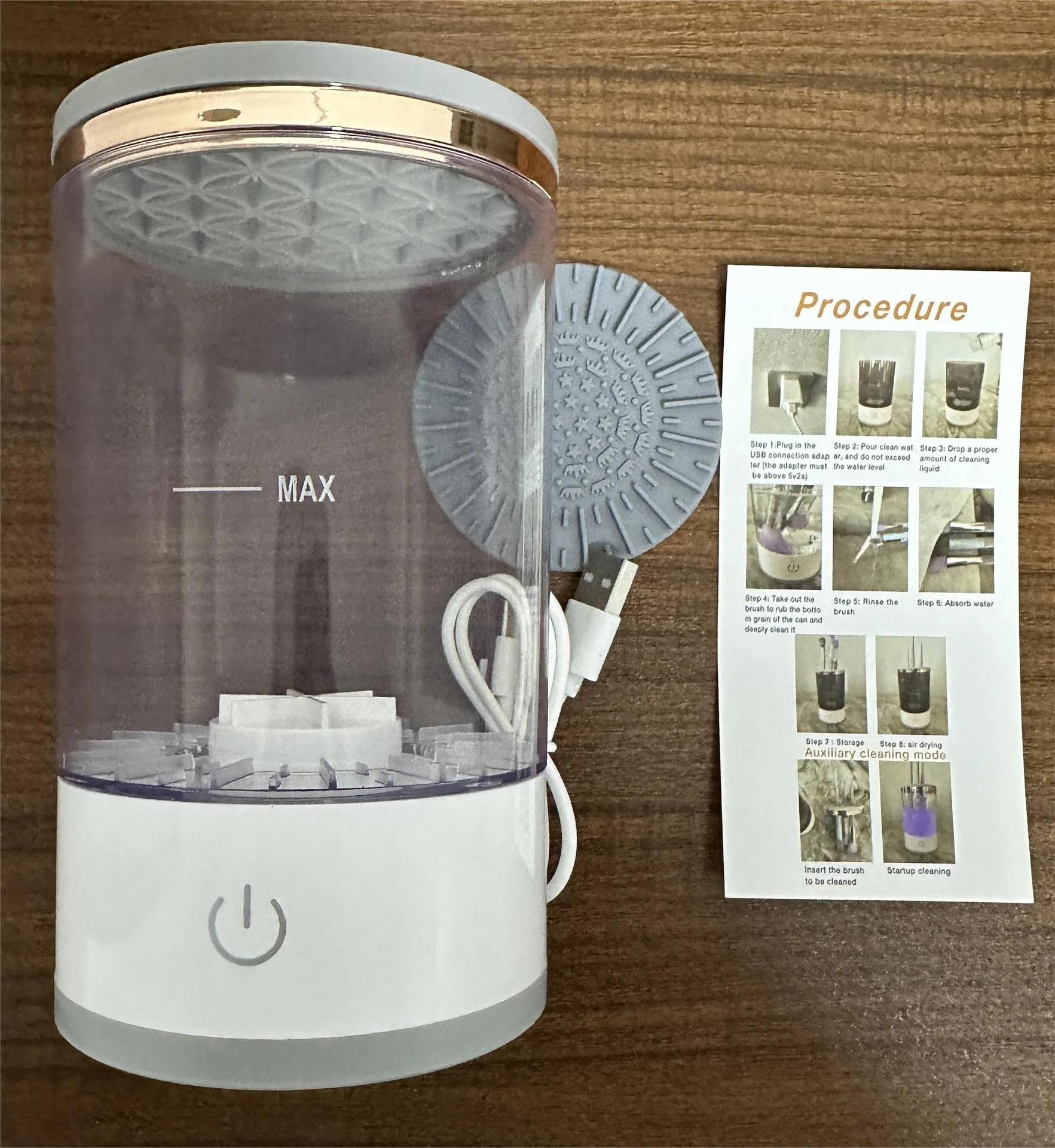 

3 In 1 Electric Makeup Brush Cleaner USB Plug Portable Eyeshadow Brush Holder Holder Tools and Dryer Beauty Makeup Tools прозорий