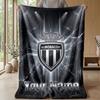 Monaco FC Custom Name Text Flannel Blanket Soccer Logo Personalized Fleece Throw Blanket Special Gift For Sofa Bedroom Home