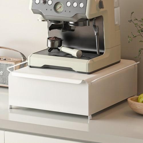 Bxzzuis Kitchen Storage Box with Drawer, Cup Storage Rack, Large Capacity, Space-Saving Storage Box Under Coffee Machine, Compatible with Coffee Maker