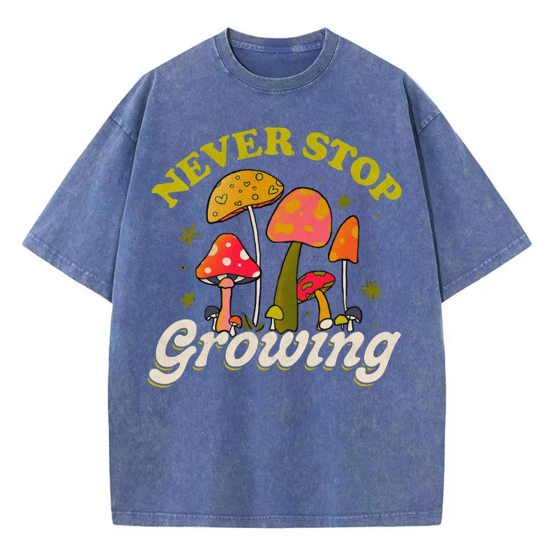 Women's T-Shirt Summer New Alphabet Mushroom Print Y2K Oversized Washed Neutral Short Sleeve Casual Trend Hip Hop Top