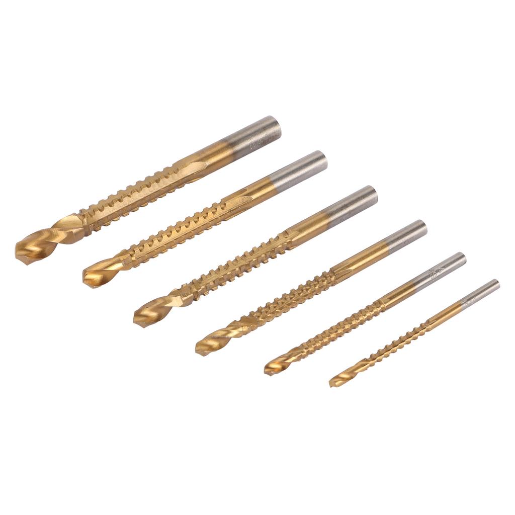 6 Pcs Spiral Saw Drill Bit 3 To 8mm HSS Serrated Side Cutting Drill Bits for Wood Metal Plastic