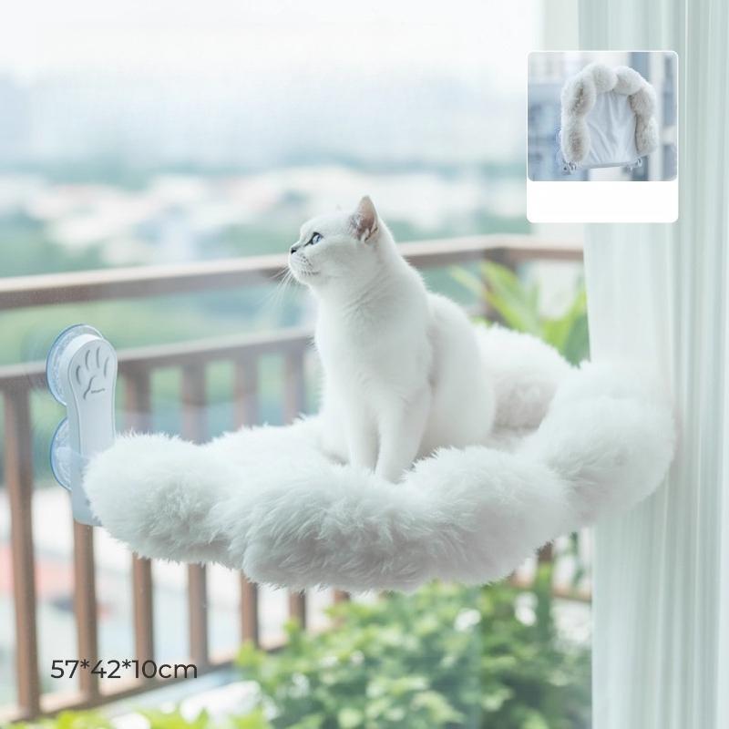 

Creative Cloud Winter Cat Nest Cat Hammock Window Suction Cup Platform Glass Hanging Cat Bed Soft Comfortable Pet Products 57x42x10cm