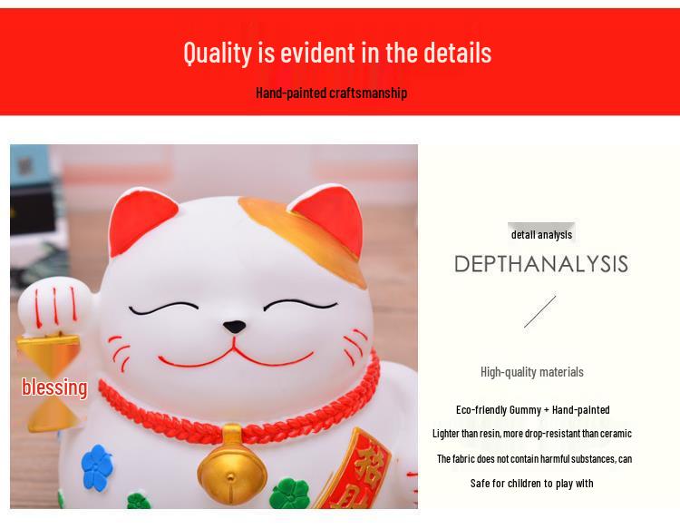 Large Maneki-neko Piggy Bank - Durable Coin Savings Jar for Adults and Kids