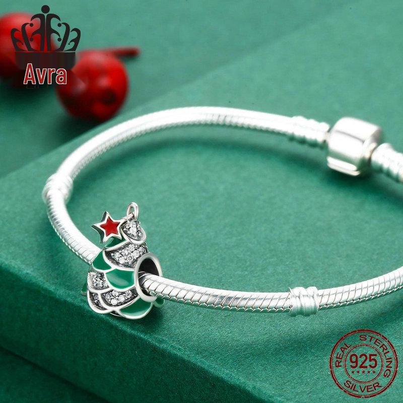 Everle 2020 Christmas Tree S925 Sterling Silver Diamond Beads DIY Bracelet Accessory SCC307