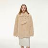 Elegant Vintage Cream Fluffy Fur Coat Women Cute Mid-Length Fall Winter Outerwear