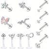Cross-Border Explosions Electroplated Puncture Jewelry Stainless Steel Labret Lip Nails Butterfly Snake Temperament Nose