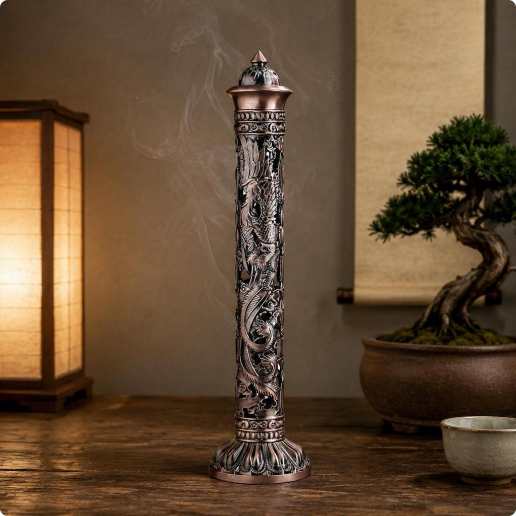 Dragon Carved Incense Burner Chinese Design Dragon Incense Burner Home Decor Artisanal Look