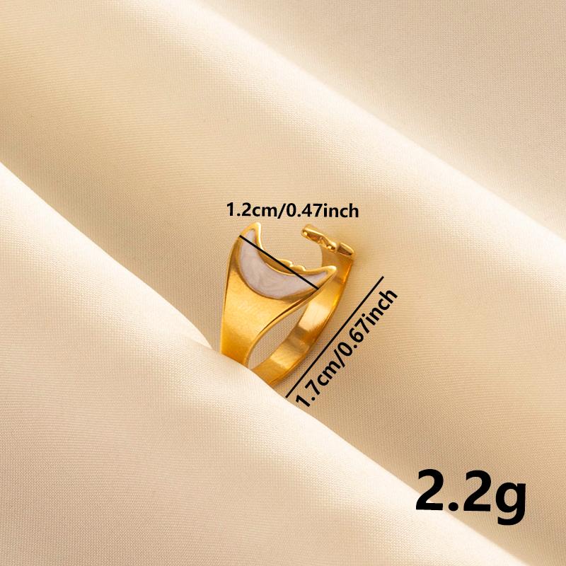 Bohemian Gold Color White Enamel Open Rings Luxury Irregular Stainless Steel Adjustable Finger Ring Women Charm Jewelry Gifts