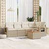 Vidaxl 6-Cz. Garden Furniture Set With Cushions, Beige, Poly Rattan