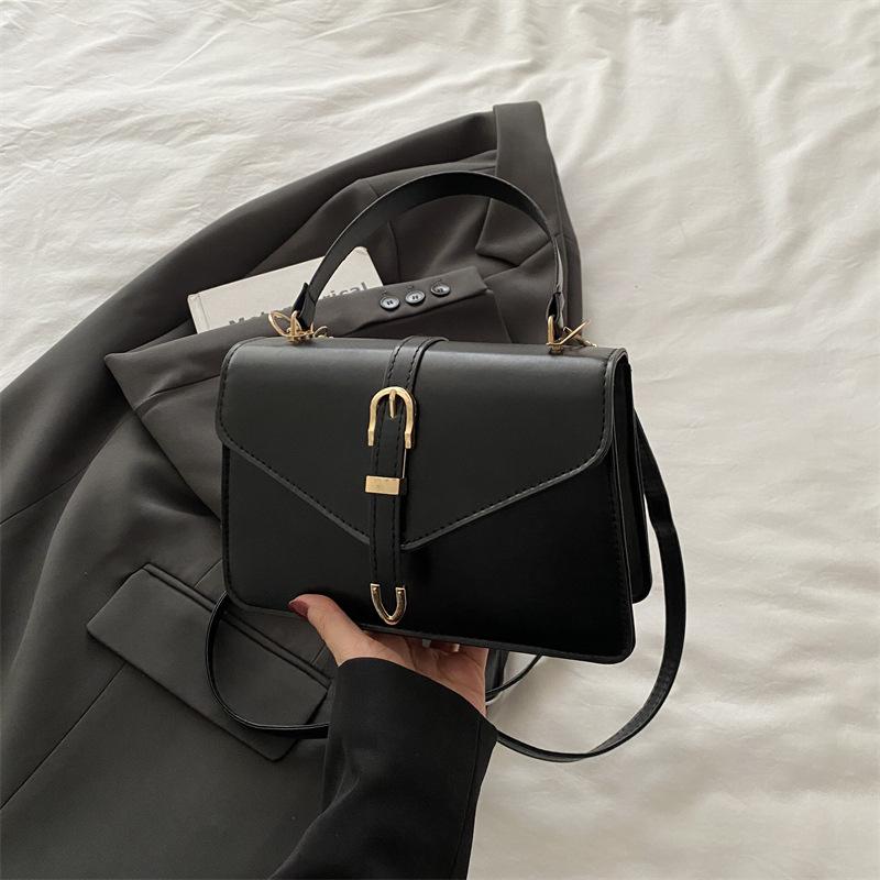 

Женская сумка однотонная ПУ сумка-конверт с металлическим замком простая универсальная сумка через плечо сумка-мессенджер дамская сумочка маленькая квадратная сумка чёрный