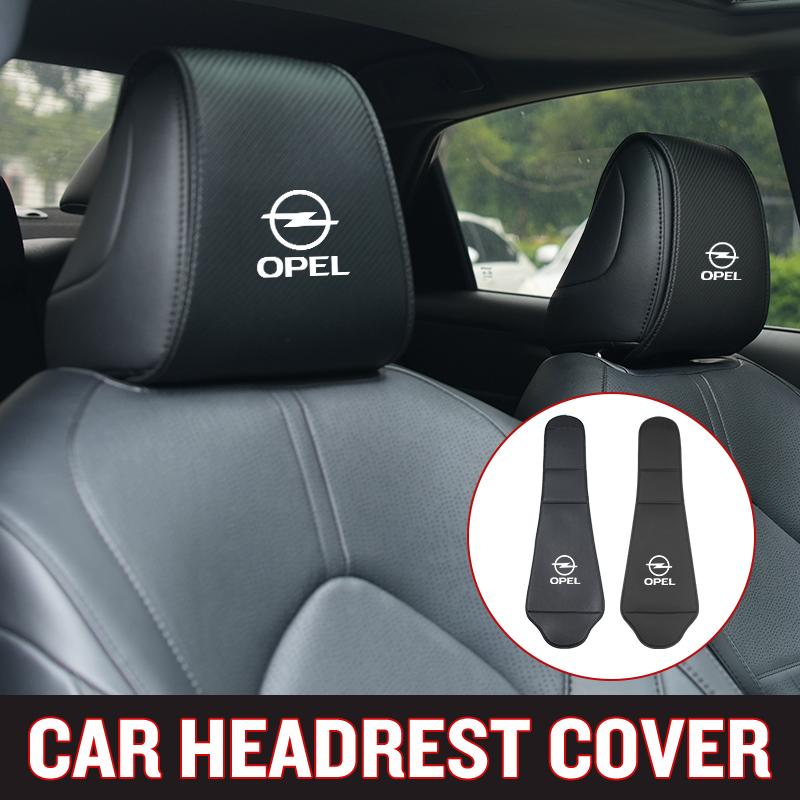 Car Seat Headrest Cover Leather Neck Pillow Protector Accessories For Opel Corsa Astra Insignia Vectra Zafira Meriva Mokka Gran