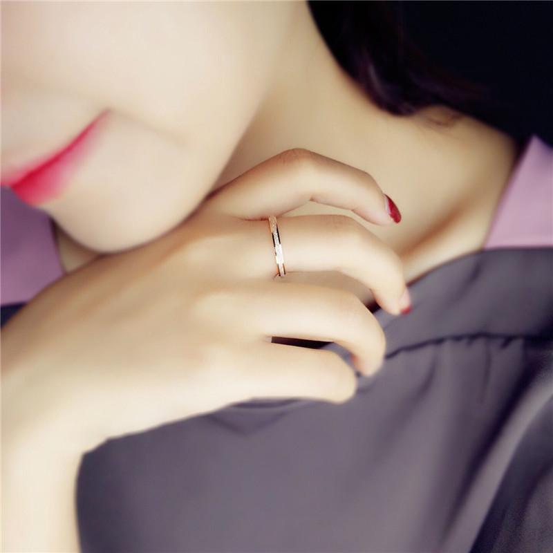 Korean Drama-Inspired Matte Titanium Steel Rose Gold Ring for Women