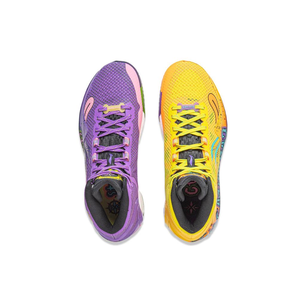 LiNing Blade 4 Super Dog Basketball Shoes Men Sneakers Purple Yellow ABAT139-8