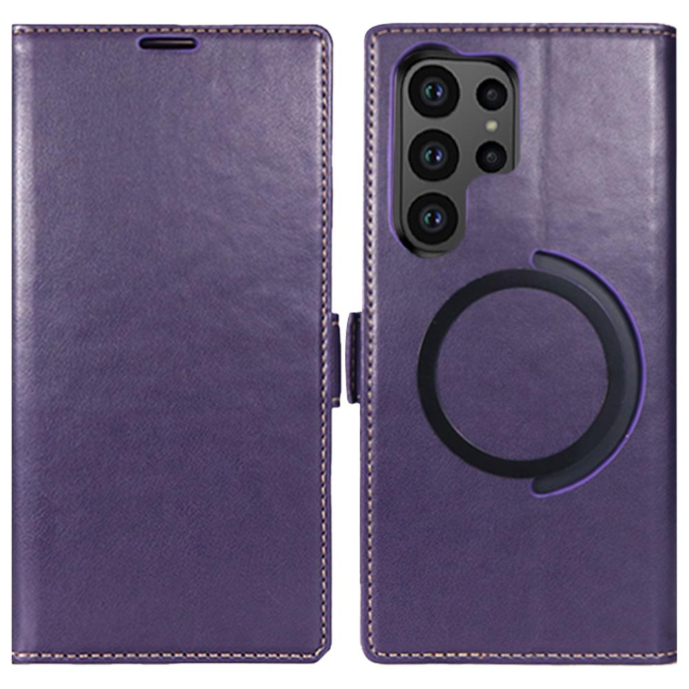 For Samsung Galaxy S25 Ultra Case Compatible with MagSafe Wallet Stand Leather Flip Phone Cover
