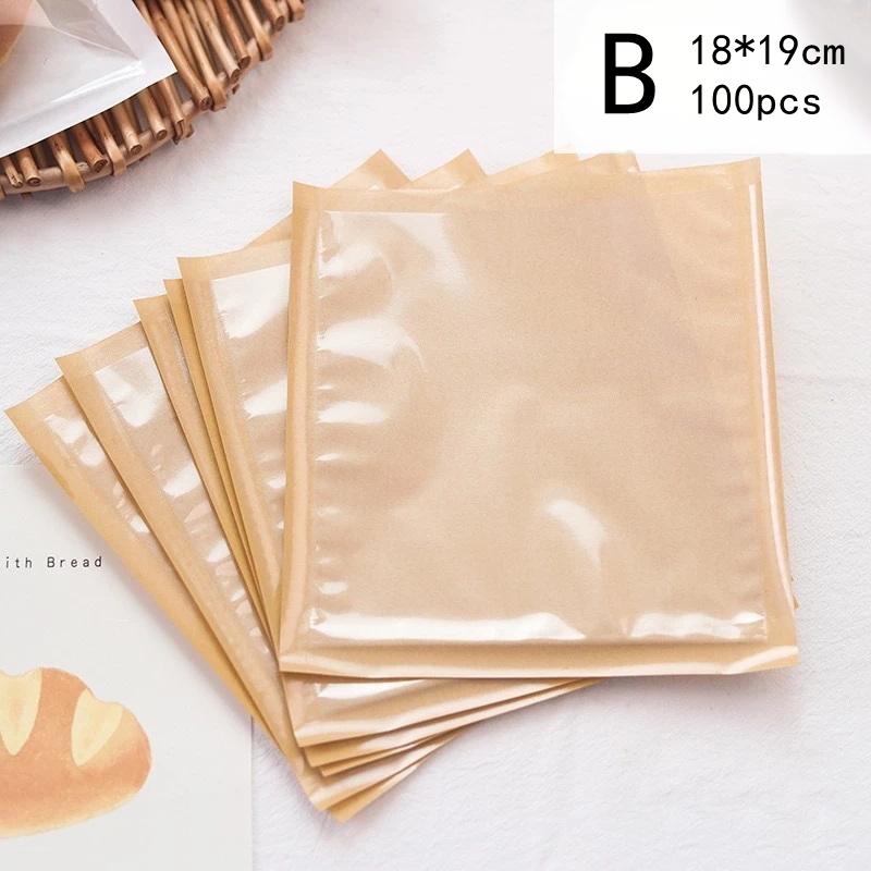 100Pcs Half Clear Plastic Kraft Bread Bag Individual Croissant Loaf Bread Donut Pandesal Pastry Bag
