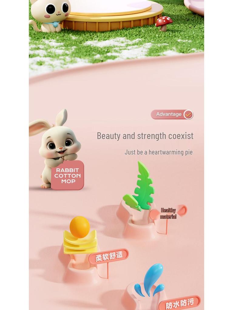 Autumn/Winter Cute Bunny Girl Plush Lined Non-slip Warm Cotton Slippers for Kids