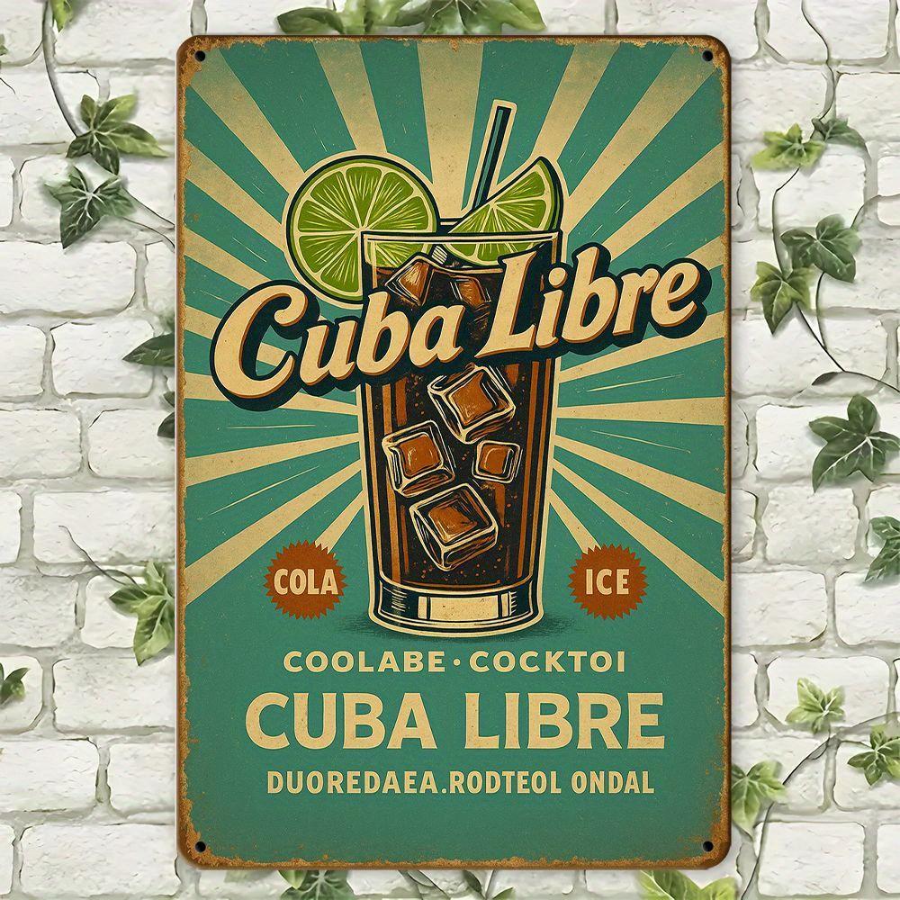 

Cuban Libre Metal Sign - 19.81x29.97cm Vintage Rum Cocktail Decor for Bar & Home чистый