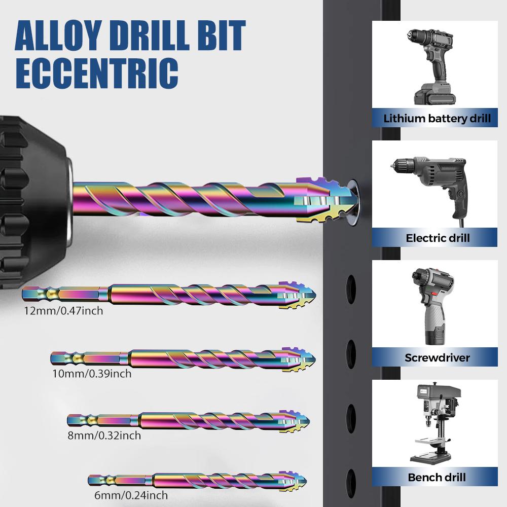 6mm/8mm/10mm/12mm Tile & Glass Drill Bit 4-Cutting Edges Tile Bits Glass Ceramic Concrete Hole Opener Carbide Alloy Drill Bits