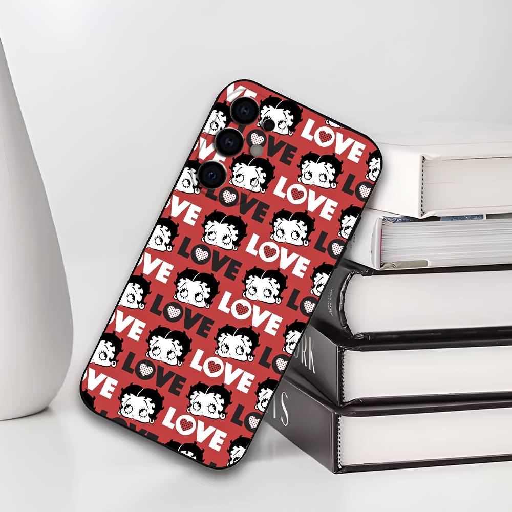 B-Betty Cute B-Boop Soft Black Phone Case for Samsung S25/S24/S21/S22/S23/S30/Ultra/S20/Plus/Fe/Lite