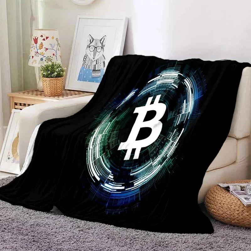 Bitcoin Soft Throw Blanket Game Blanket Bed Throw Blanket Warm Cartoon Printed Bedspread Bed Couch Sofa Birthday Gifts for Boys