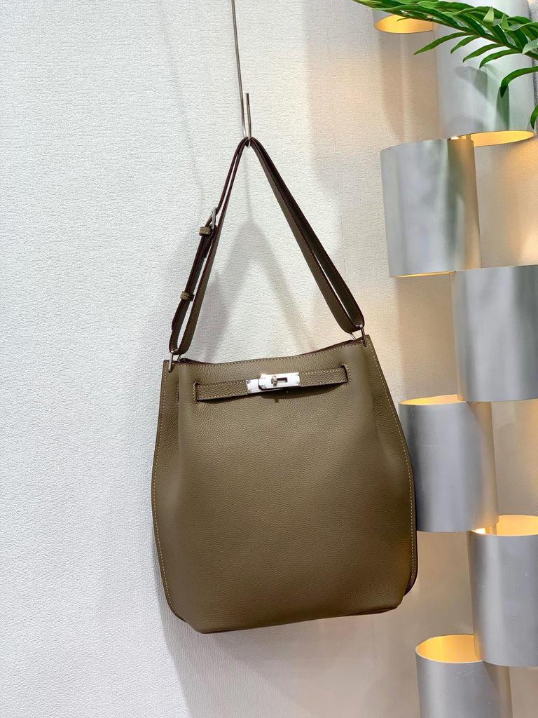 Genuine Leather 2025 Crossbody Bucket Bag - Casual, Trendy Vertical Cowhide Horseshoe Design by Sokelly