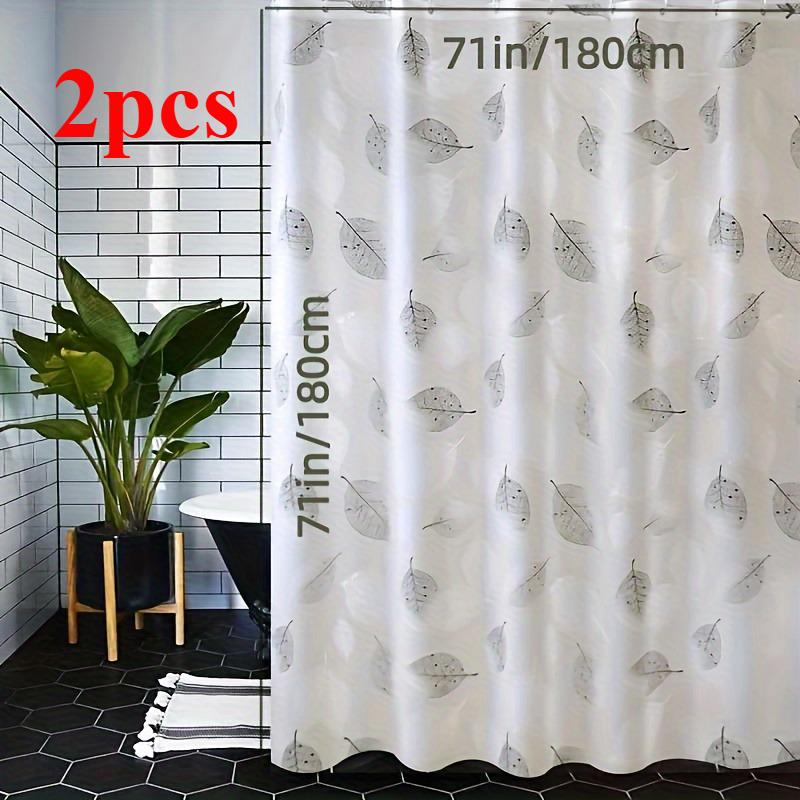 

180X180Cm Waterproof Peva Shower Curtain Leaf Pattern Bath Curtain With Hooks Home Bathroom Decor W60H190(CM)-1 Pcs