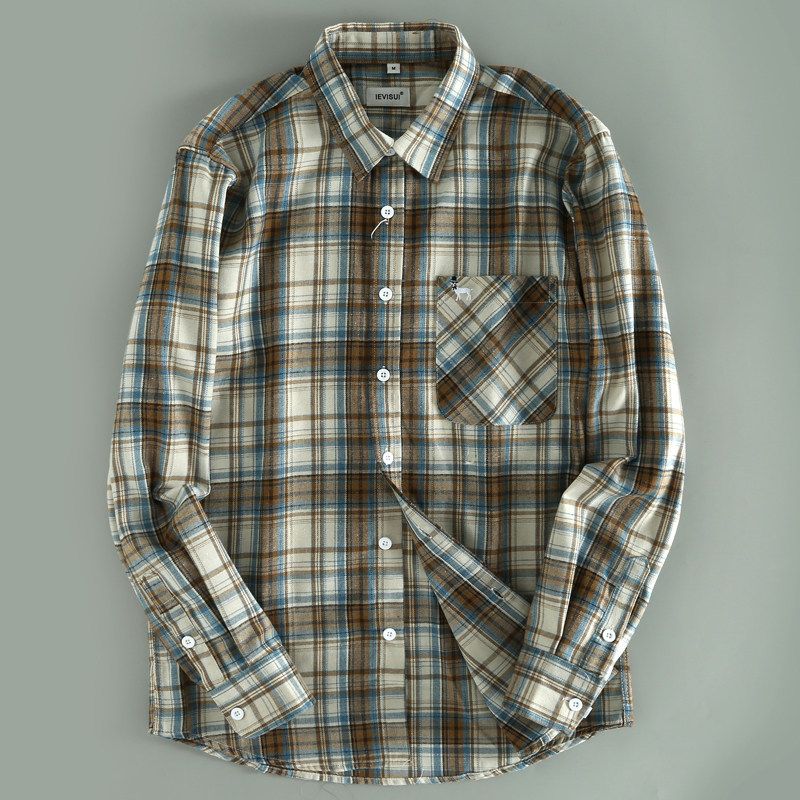 High-Quality Export Factory Surplus Autumn and Winter Men's Plaid Long-Sleeve Shirts, Comfortable Plus-Size Men's Shirts, Trendy Tops