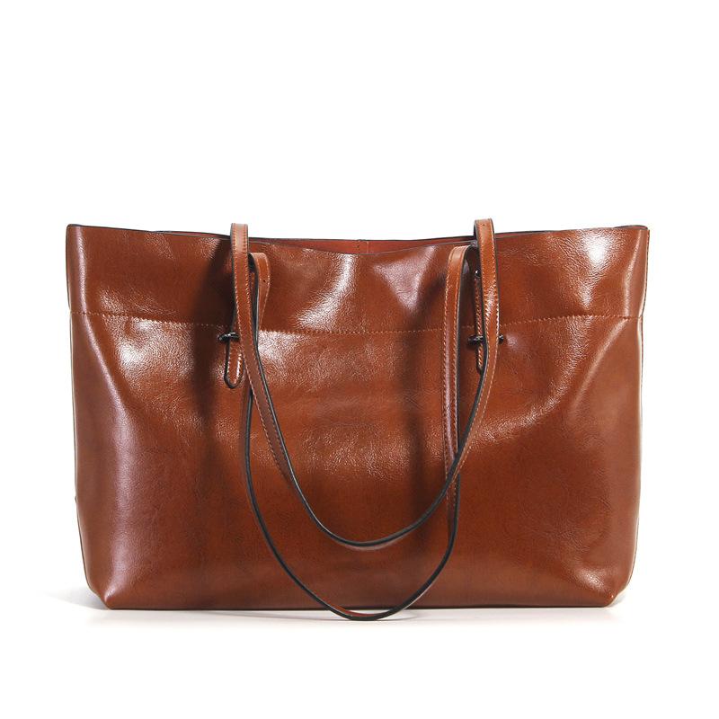 Big Bag Commuter Premium Leather Portable Shoulder Bag Women's Niche Large Capacity Women's Cowhide Tote Bag