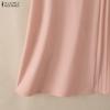 ZANZEA Women Casual V-Neck Solid Color Loose Short Sleeve Dress