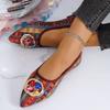 Damen Mittelgröße Metallschnalle Niedriger Absatz Graffiti Spitzschuh Tiefe Ausschnitte Ballerinas Retro Römischer Stil Neue Herbstschuhe