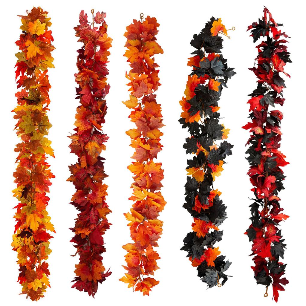 Fall Maple Leaf Garland Multi-Purpose Hanging Vine Decorative Garland Reusable Artificial Autumn Foliage Garland for Home Decor