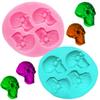 4Holes Skeleton Head Silicone Mold Styling Candy Jelly Mould Fondant Cake Decorating Pastry Bake Tools