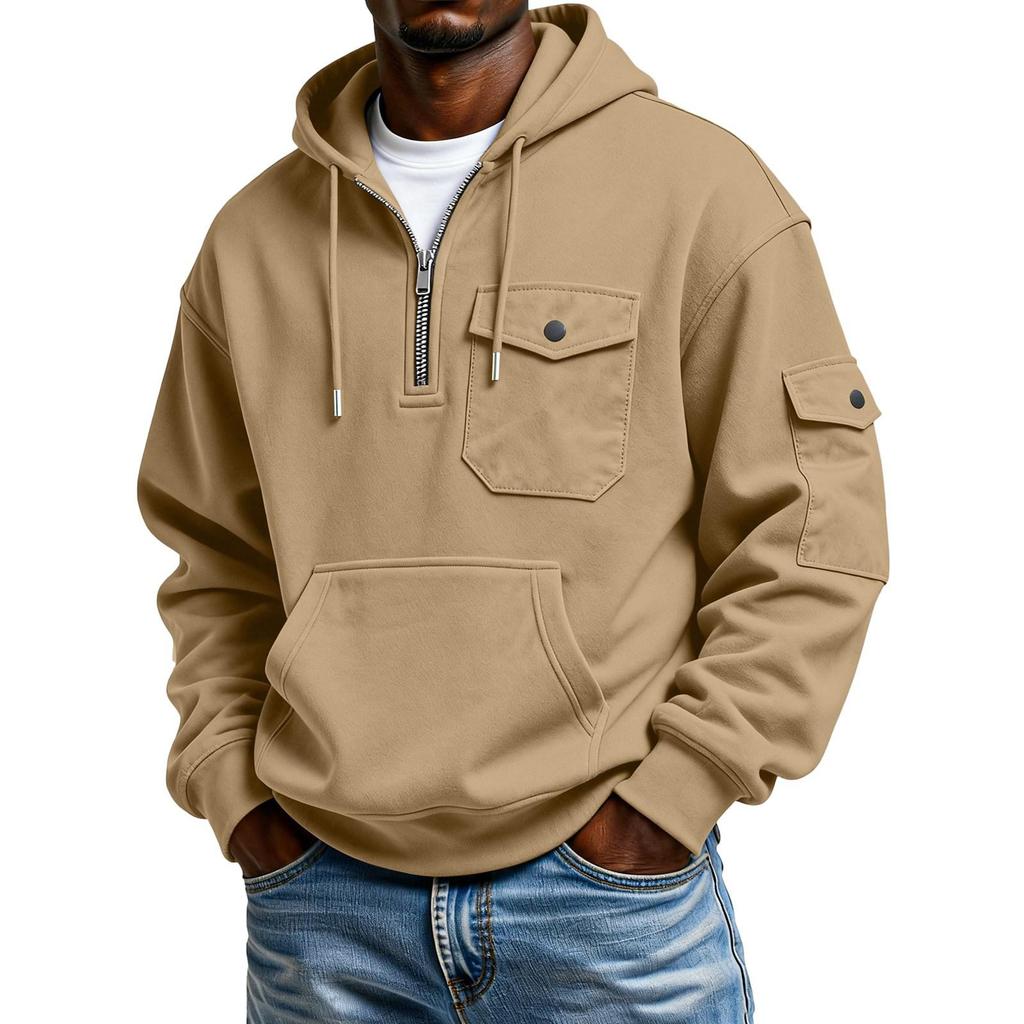 Men's Solid Color Sweatshirt Hoodie Men's Sports Large Size Casual Sweatshirt