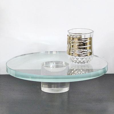 Nordic Minimalist Ornaments Crystal Round Tall Fruit Plate Desktop Art Light Luxury Model Room Transparent Tray Decoration