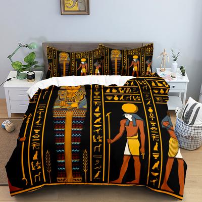 Altes Ägypten Pharao König Königin Bettbezug Afrikanischer Ägyptischer Stil Bettwäscheset Für Teenager Erwachsene Schwarz Stamm Ethno Steppdeckenbezug