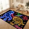 Dinosaur Theme Soft Crystal Velvet Rug Custom Name & Text Print Non Slip Floor Rug for Bedroom Living Room