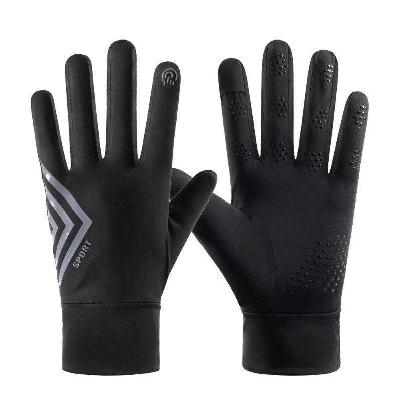 

Breathable ice silk sunscreen gloves, women s thin high-elastic driving, non-slip and UV protection, summer cycling, finger touch screen average size