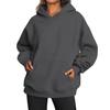 Women’s Hip Hop Street Style Fleece Hooded Sweatshirt Loose Fit Long Sleeve Warm Winter Autumn Solid Color with Pockets
