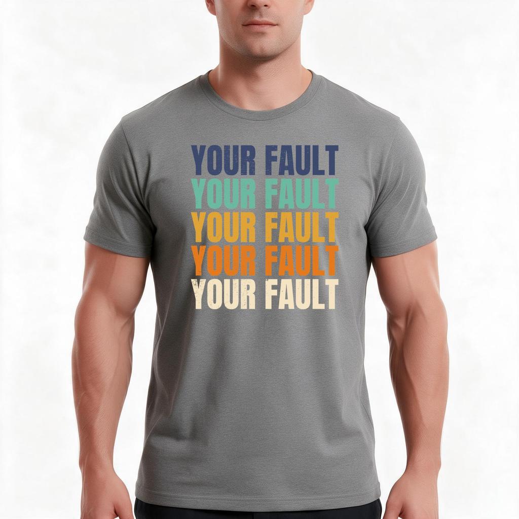 Your Fault Tshirt Summer Casual Cotton Tee Oversized Streetwear Tops Vintage Graphic Print Loose Fit Short Sleeve
